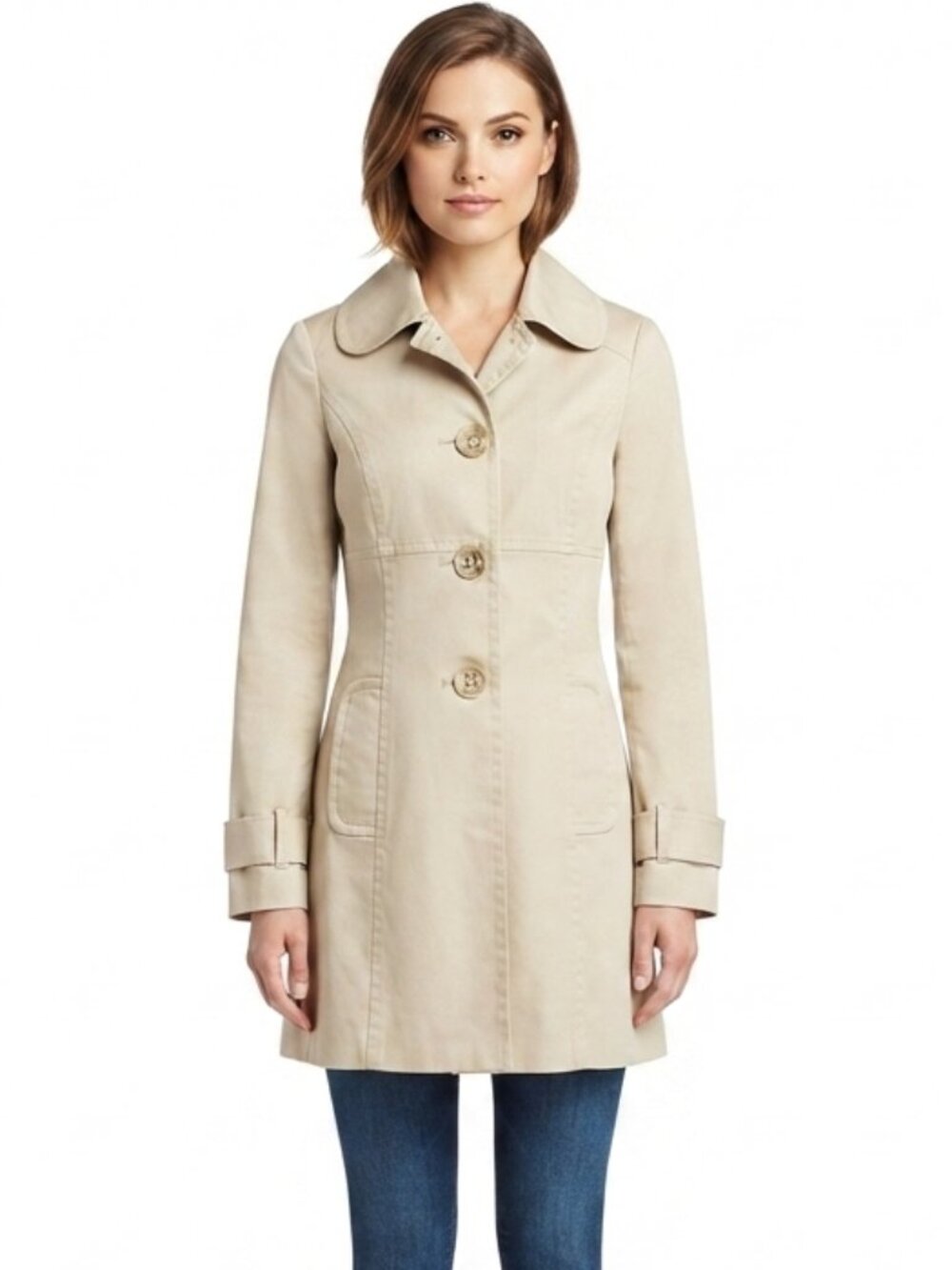 Costa Blanca Sand Tone Cotton Single Breasted Classic Trench Coat- Sz. 4